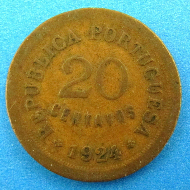 1924 Republica Portuguese 20 Centavos Coin