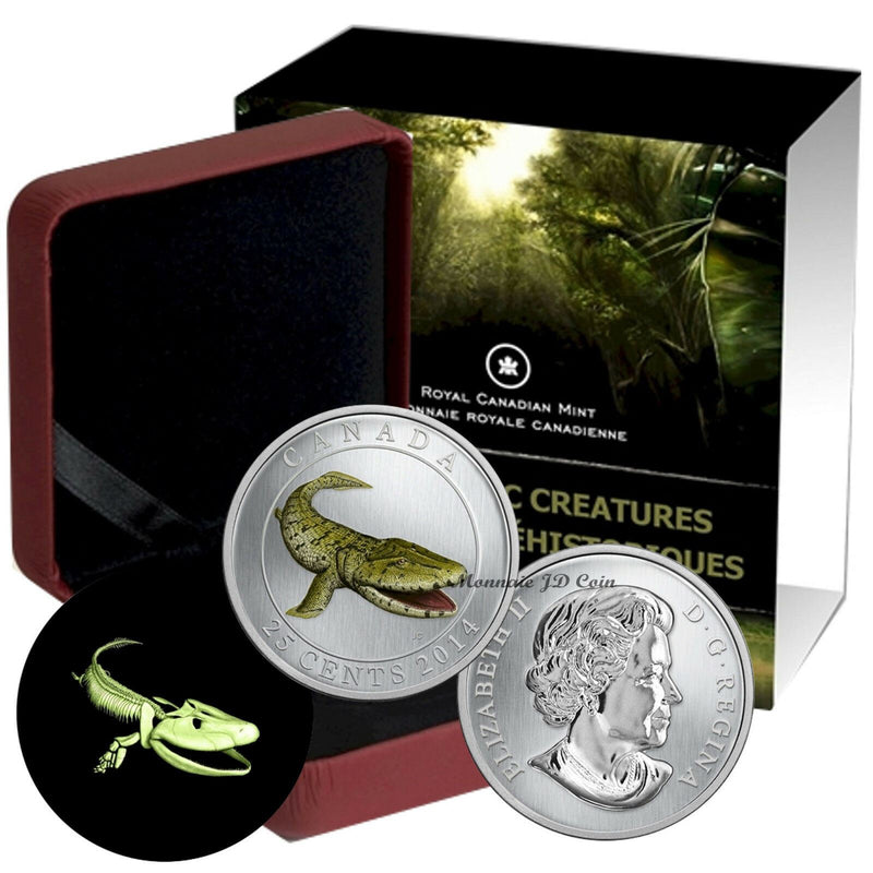 2014 Canada 25 Cents Coloured Coin Prehistoric Creatures Tiktaalik
