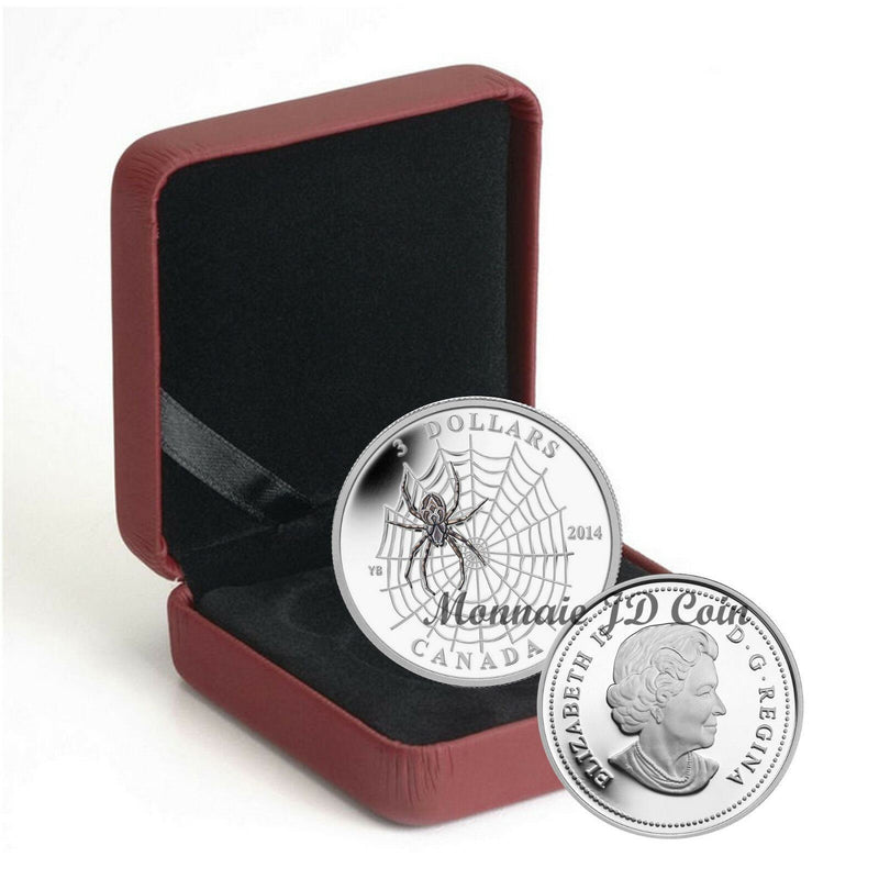 2014 Canada $3 Coin Animal Architects Spider And Web Pure Silver