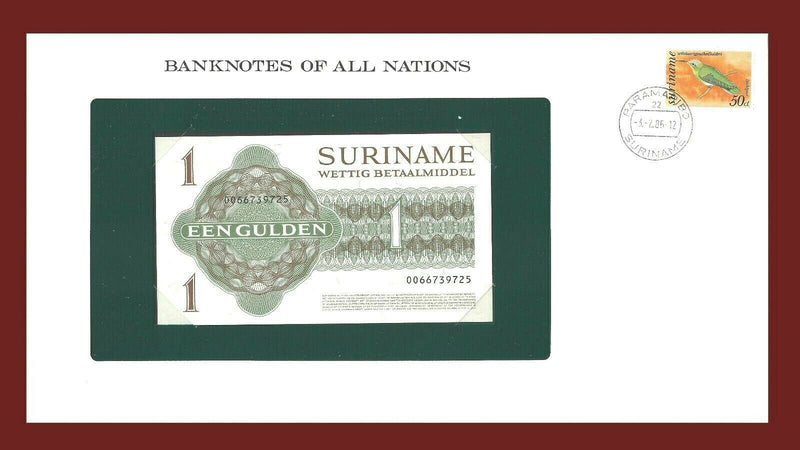 1984 Suriname Banknote Of All Nations 1 Gulden Franklin Mint GEM Unc. B-96