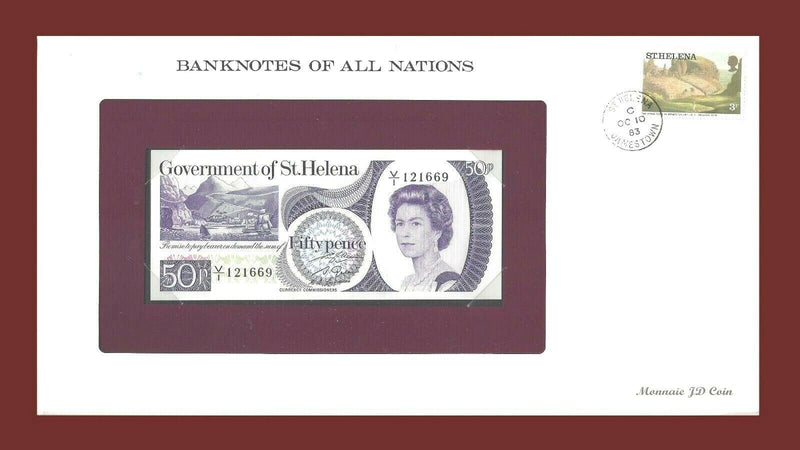 1979 St Helena Banknote Of All Nations 50 pence Franklin Mint GEM Unc B-1