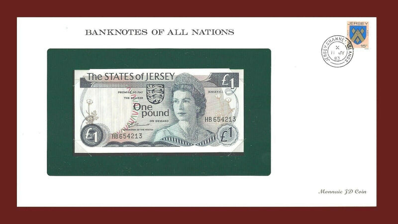 1972-1983 Jersey Banknote Of All Nations 1 Pound Franklin Mint GEM Unc B-3