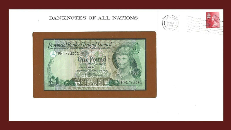 1979 Northern Ireland Banknote Of All Nations 1 Pound Franklin Mint GEM Unc B-54