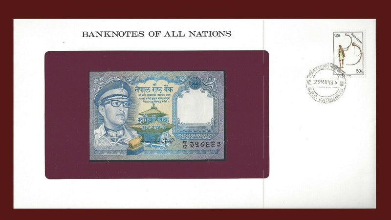 1974 Nepal Banknote Of All Nations 1 Rupee Franklin Mint GEM Unc B-64