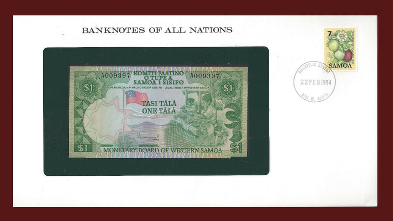 1980 Western Samoa Banknote Of All Nations 1 Tala Franklin Mint GEM Unc B-67