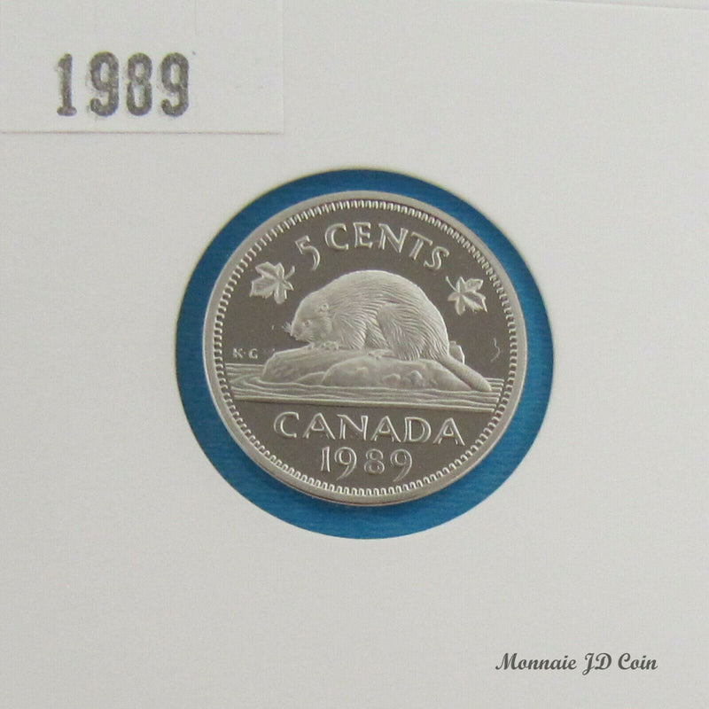 1989 Canada 5 Cents Nickel Proof Coin