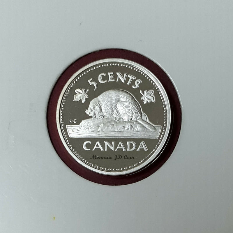 2002 Canada 5 Cents Nickel Proof Coin