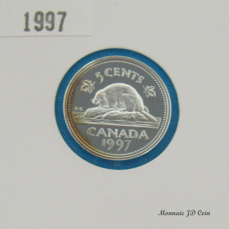 1997 Canada 5 Cents Nickel Proof Coin  (Little Toning)