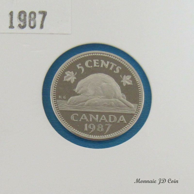1987 Canada 5 Cents Nickel Proof Coin