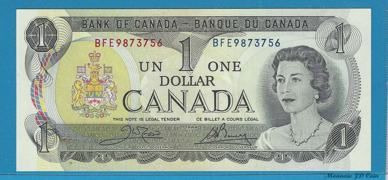1973 Bank Of Canada $1 Dollar BFE Prefix