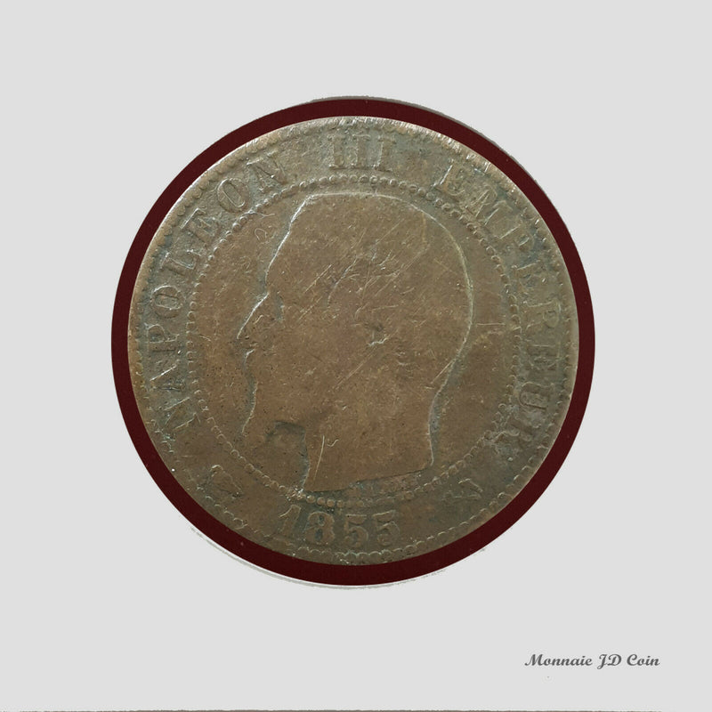 1855 B 5 Centimes France Napoleon III Coin (BX80)