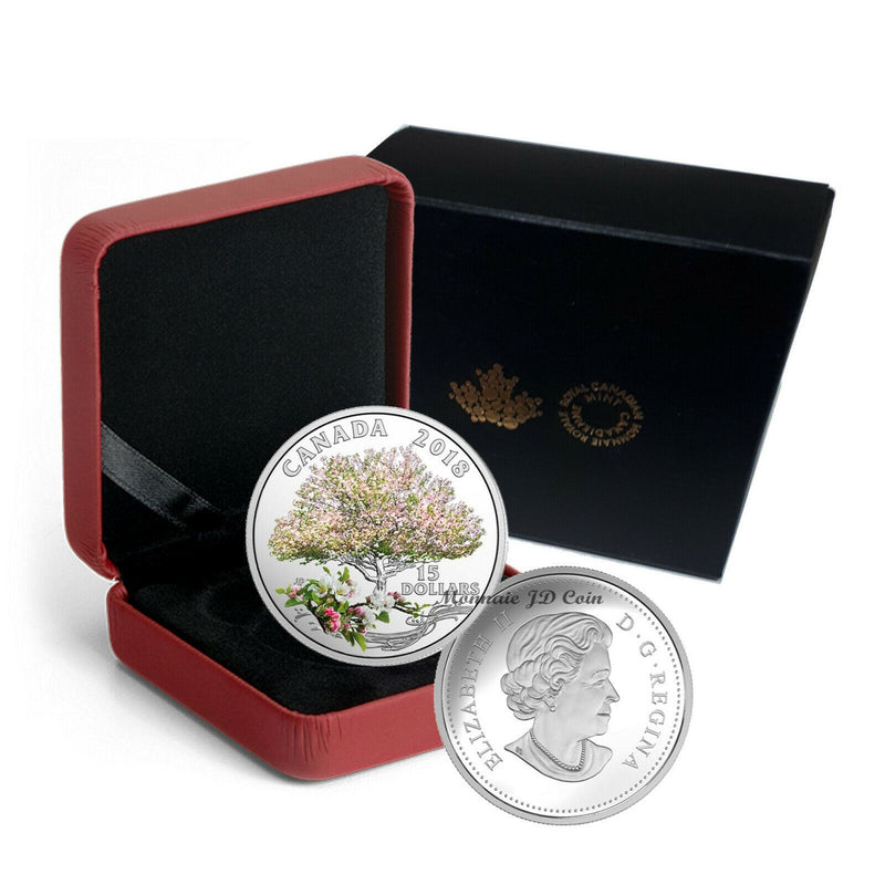 2018 Canada $15 Celebration Of Spring Apple Blossom Fine Silver Coin (57)