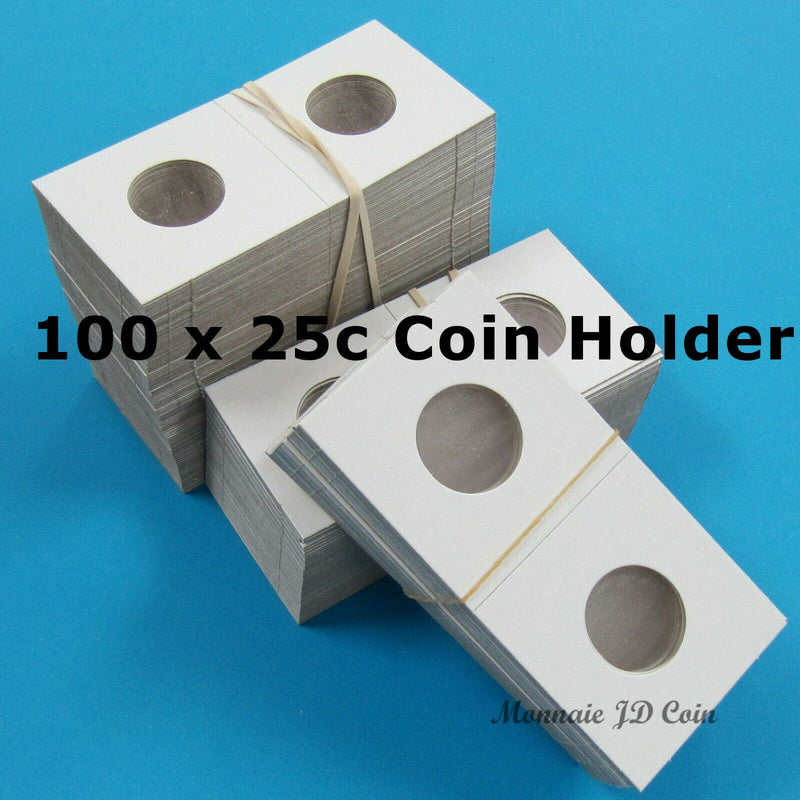 25 Cents 2x2 Cardboard Coin Holder - Pack of 100