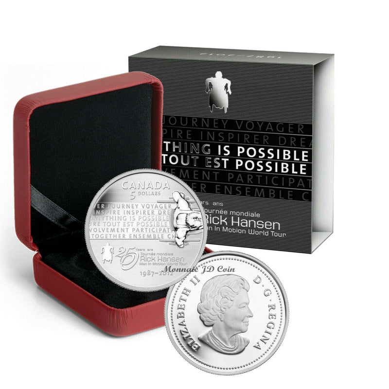 2012 Canada $5 Rick Hansen's Man In Motion Tour Ann. Silver Coin (167)