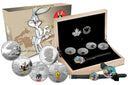 2015 Canada $20 Looney Tunes Classic Scene 4-Coins With Watch In Wood Box