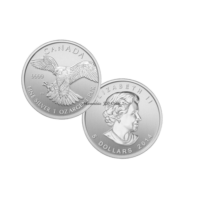 2014 Canada 5$ 1oz 99.99%Fine Silver Coin Peregrine Falcon
