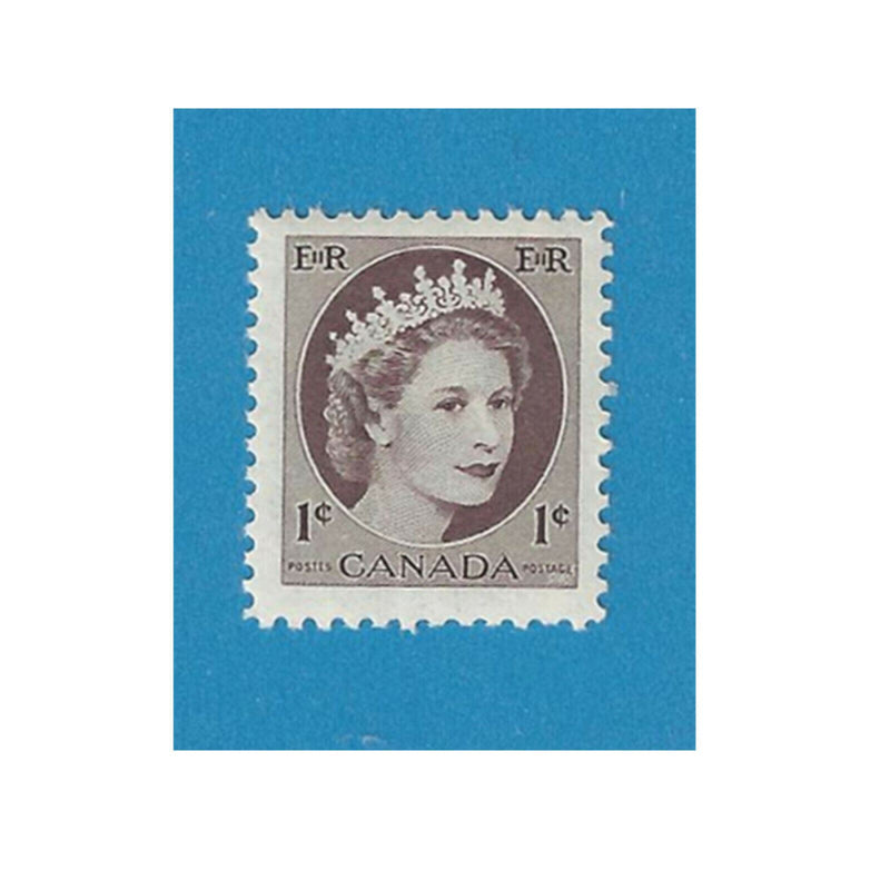1954 Canada Stamp 1 Cent Queen Elisabeth II Wilding Portrait Scott