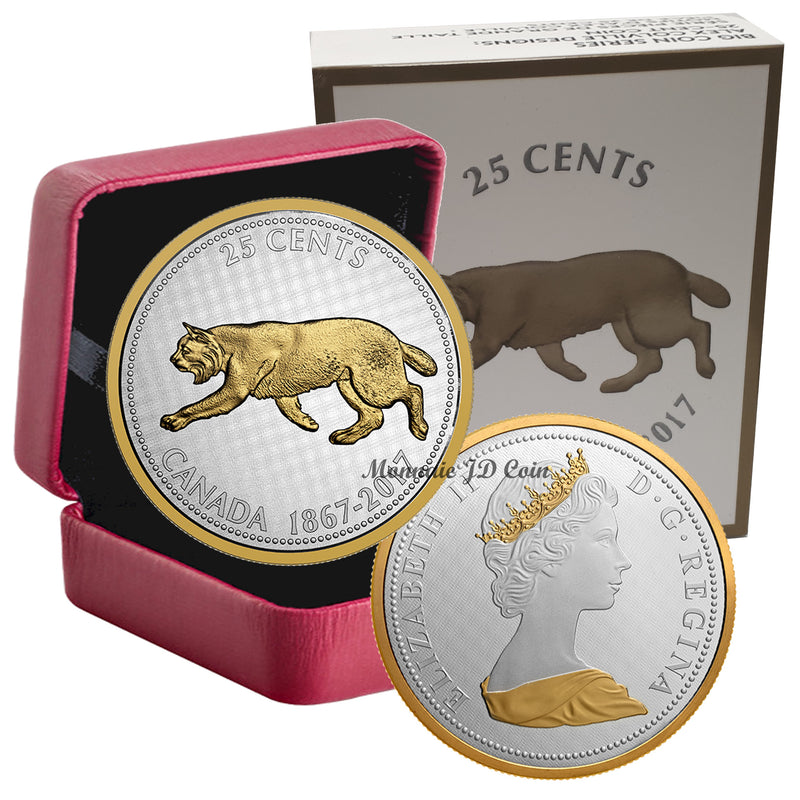 2017 Canada Big Coin 25 Cents Series RCM 5oz Fine Silver & Gold Plated Coin
