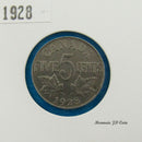1928 Canada 5 Cents Nickel Coin Georges V