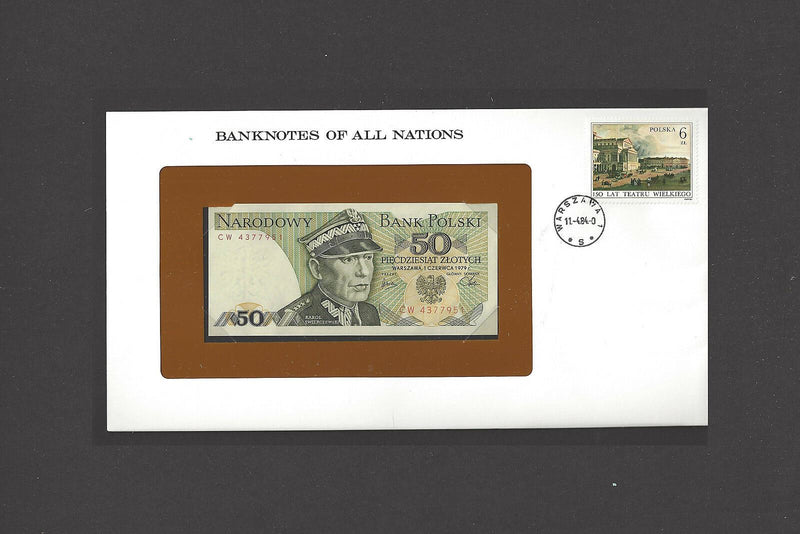 1979 Poland Banknote Of All Nations 50 Zlotych Franklin Mint Gem Unc. V-31