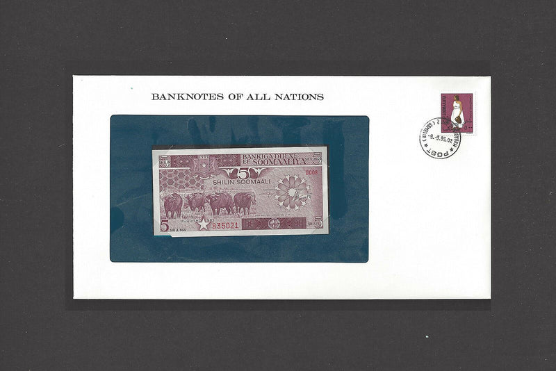 1983 Somalia Banknote Of All Nations 5 Shillings Franklin Mint GEM Unc. V-8