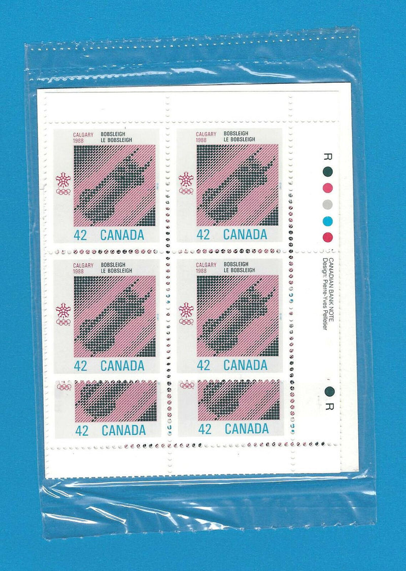 1987 Canada 42 Cent Stamps 1988 Olympic Winter Games Scott*1131 4 x Corners Seal