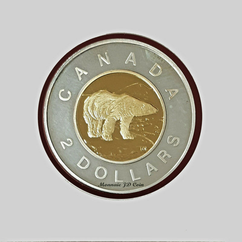 1999 Canada $2 Dollar Polar Bear Proof Silver Coin