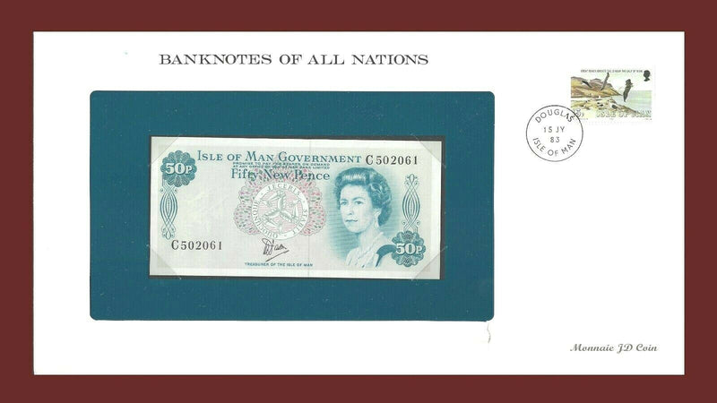1979 Ireland Isle of Man Banknote Of All Nations 50 New Pence Franklin Mint GEM Unc B-4