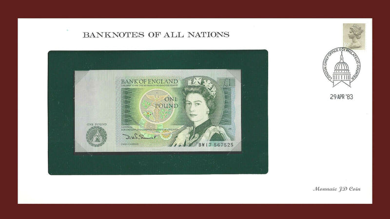 1981 England Banknote Of All Nations 1 Pound Franklin Mint GEM Unc B-12