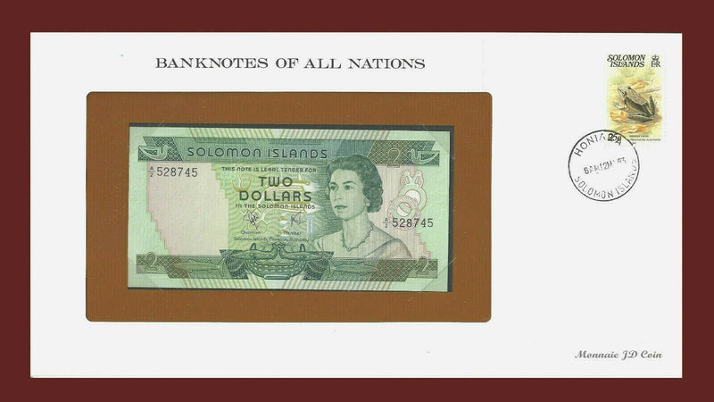 1977Solomon Islands Banknote Of All Nations 2 Dollars Franklin Mint GEM Unc B14