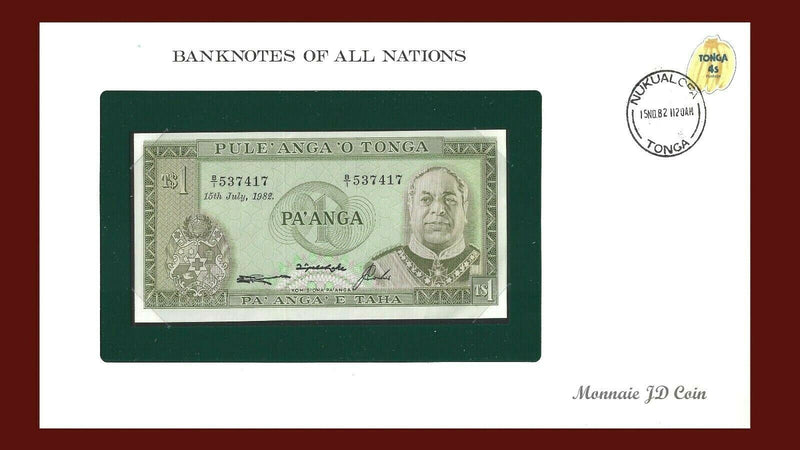1982 Tonga Banknote Of All Nations 1 Paanga Franklin Mint GEM Unc B-20