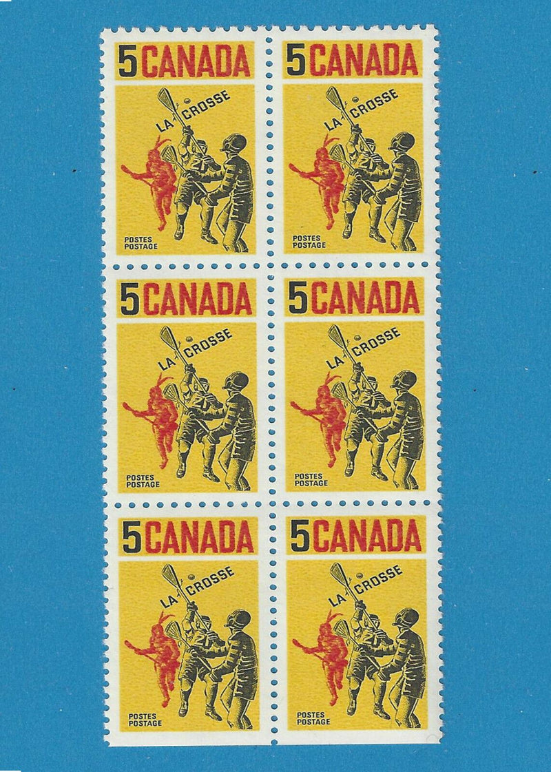 1968 Canada 5 Cent Stamp Lacrosse Players Scott