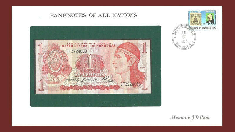 1980 Honduras Banknote Of All Nations 1 Lempira Franklin Mint GEM Unc B-25