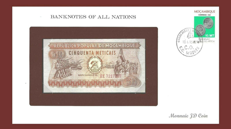 1980 Mozambique Banknote Of All Nations 50 Meticais Franklin Mint GEM Unc B-28