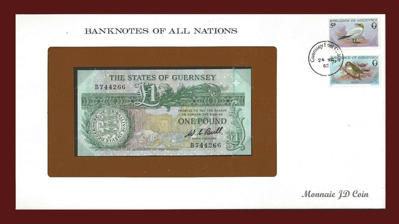 1980 State Guernsey Banknote Of All Nations 1 Pound Franklin Mint GEM Unc B-37