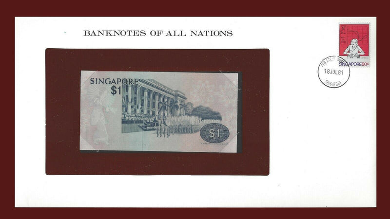1976 Singapore Banknote Of All Nations 1 Dollar Franklin Mint GEM Unc B-61