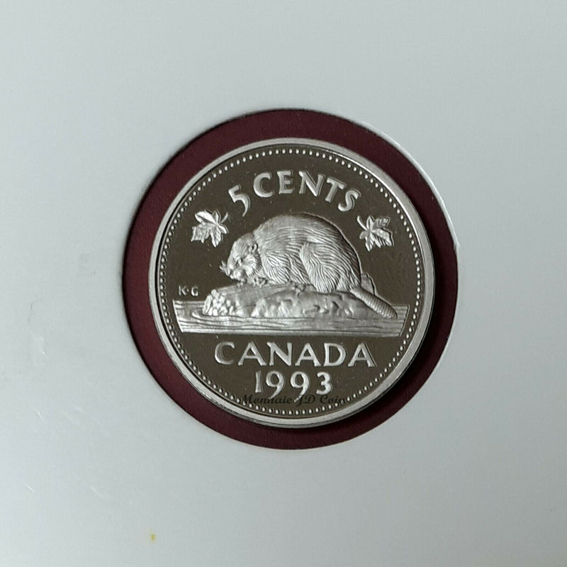 1993 Canada 5 Cents Nickel Proof Coin