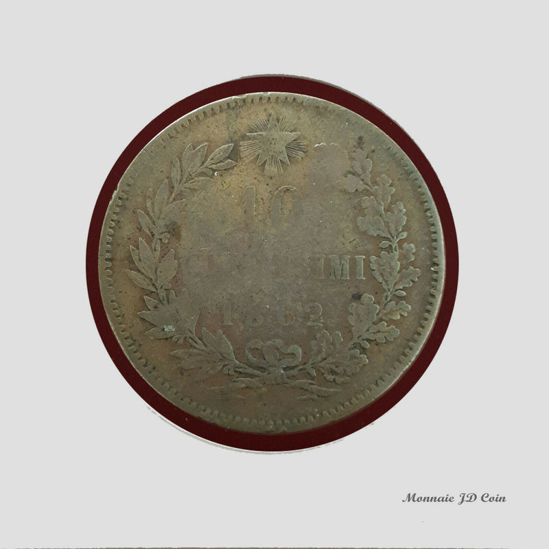 1862 10 Centesimi Italie Vittorio Emanuele II Coin (BX18)