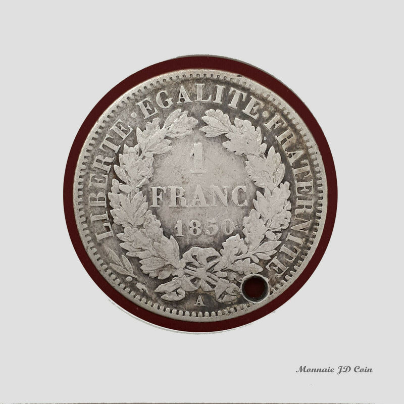1850-A 1 Franc Ceres Silver Coin Paris (BX29)