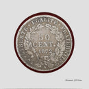 1872 A France 50 Centimes Silver .835 Coin (BX43)