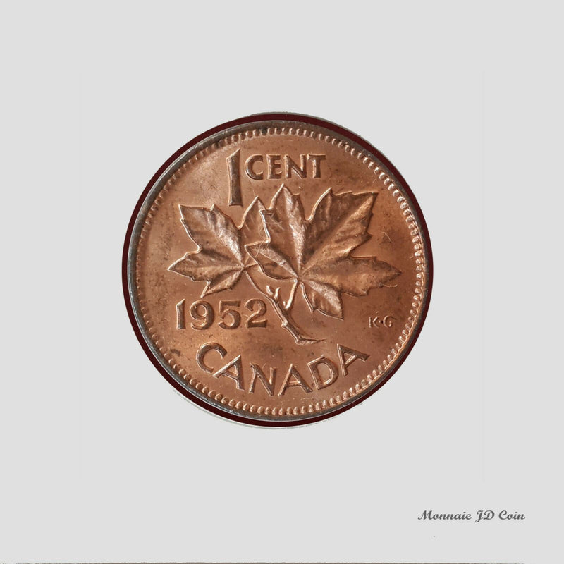 1952 Canada 1 Cent Red (Double Date 952 and Doubling On Leaf) CH / UNC (BX157)