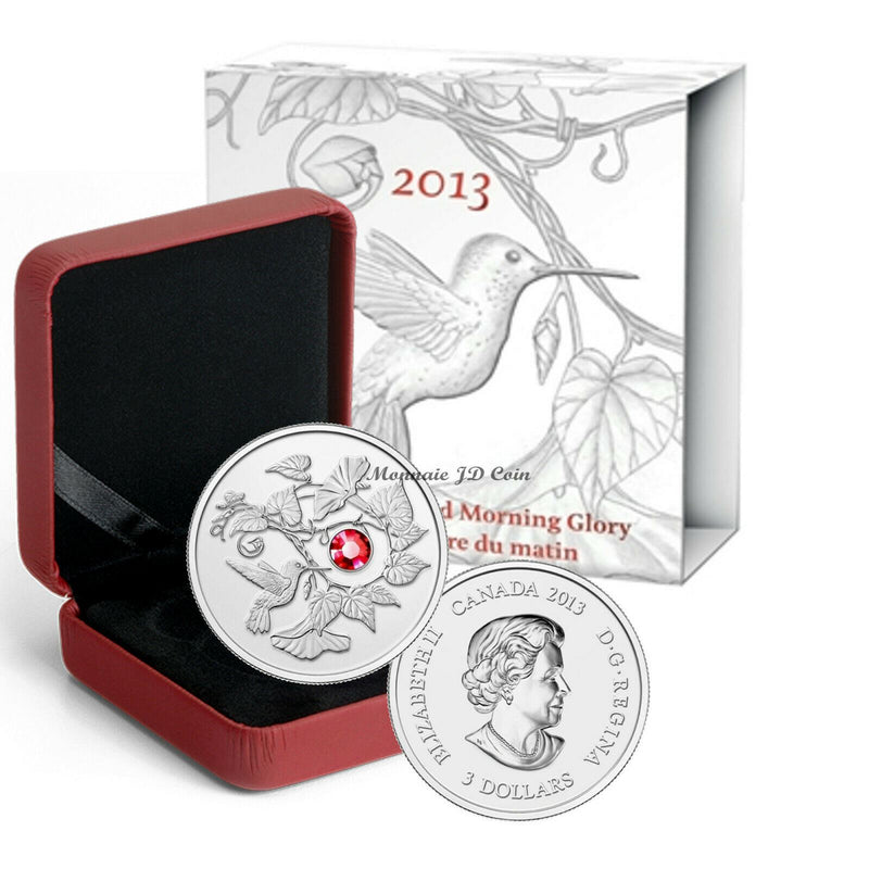 2013 Canada $3 Hummingbird & Morning Glory Fine Silver Coin (161)