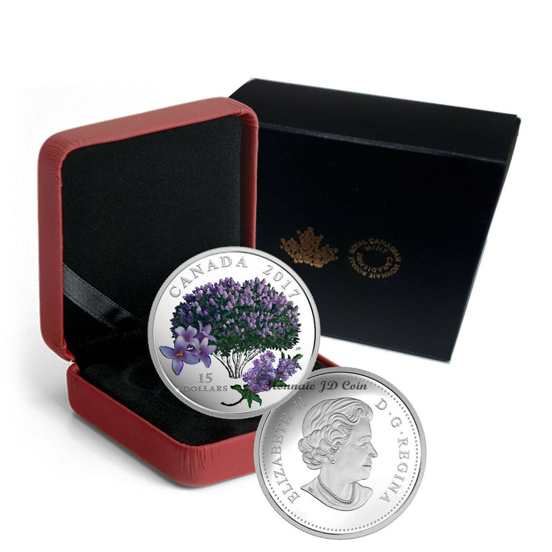 2017 Canada $15 Celebration Of Spring Lilac Blossoms Fine Silver Coin (56)