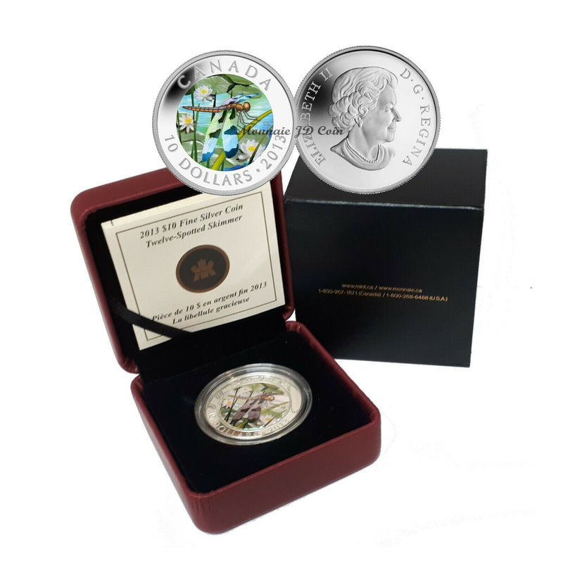 2013 Canada $10 Dragonfly Twelve Spotted Skimmer Fine Silver Coin (Exempt Tax)
