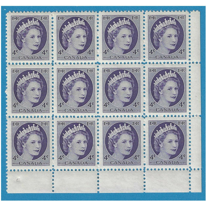 1954 Canada Stamp 4 Cent Queen Elisabeth II Wilding Portrait Scott