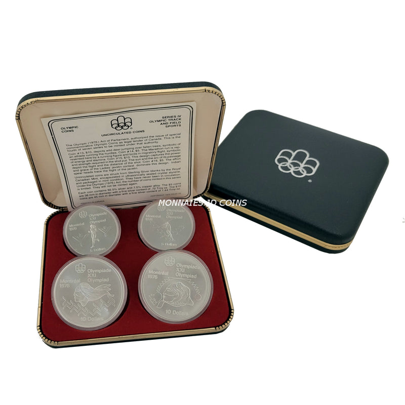 1976 Canada Serie IV Olympic Montreal Complet Set Of 4 Silver Sterling Coins With Box