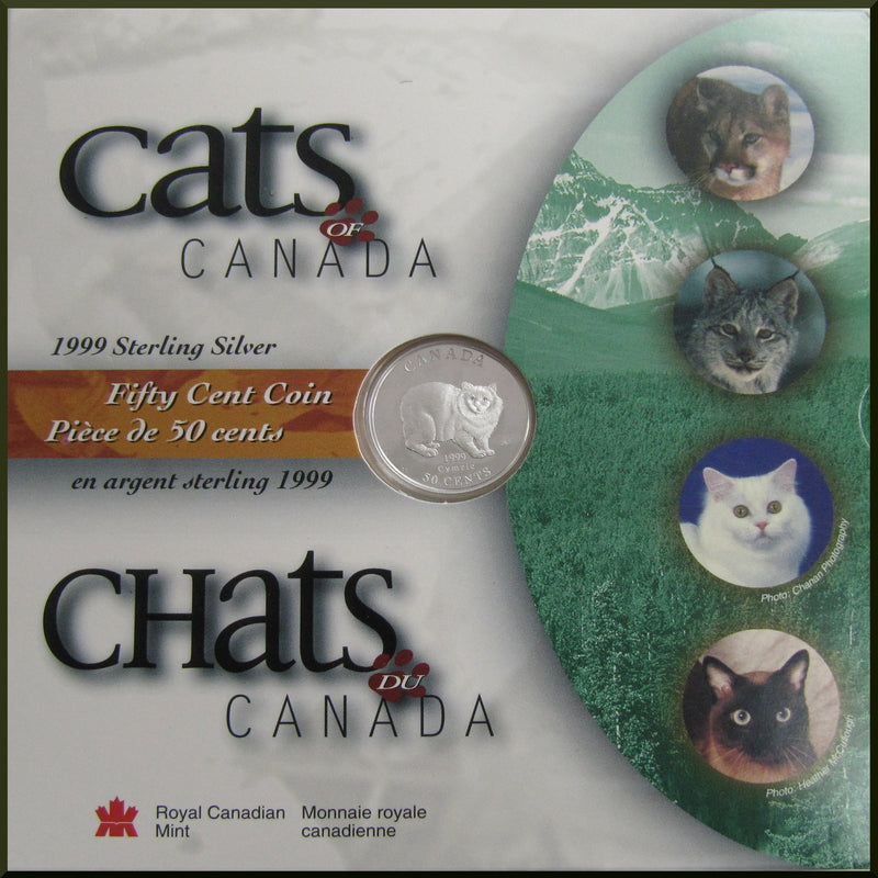 1999 Canada 50 Cents Cats Of Canada Sterling Silver 4-Coins Set