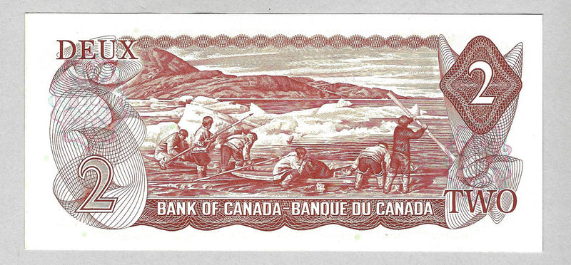 1974 $2 Bank of Canada Note Crow-Bouey Prefix AGU3805105 BC-47b CH/UNC