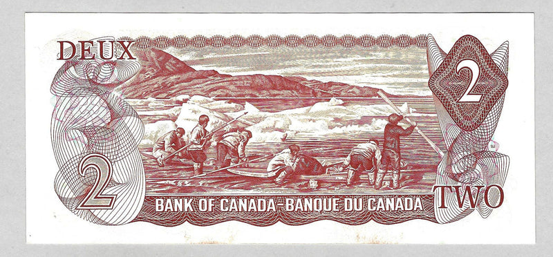 1974 $2 Bank of Canada Note Crow-Bouey Prefix AGU7802091 BC-47b CH/UNC