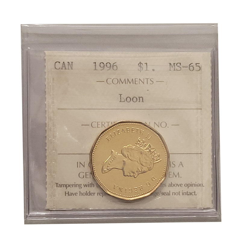 1996 Loon $1 Canada Certifield ICCS MS-65